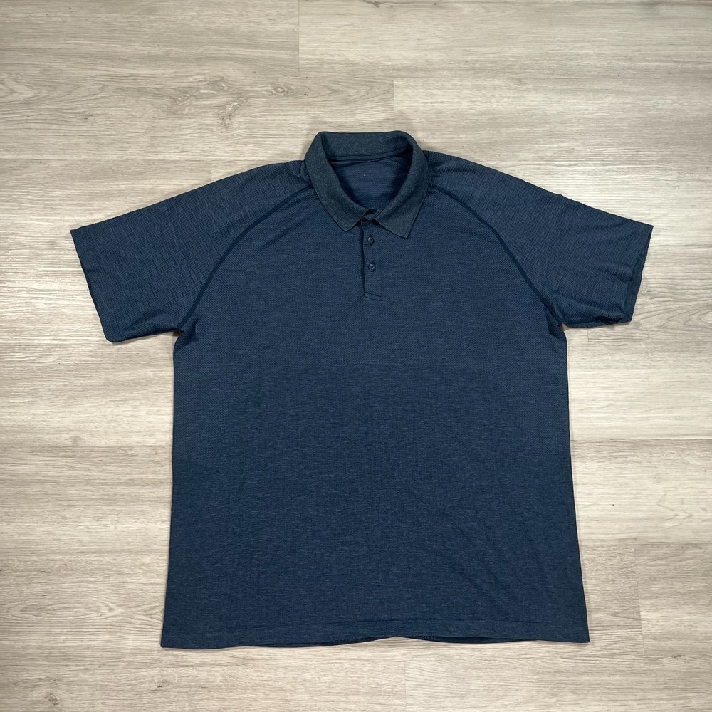 Lululemon Polo Shirt Mens 2XL Gray Active Short Sleeve